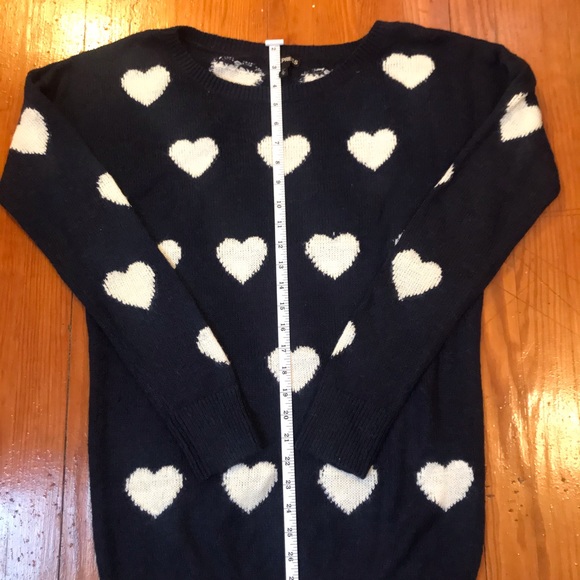 Navy Express Sweater with White Hearts - Picture 3 of 7